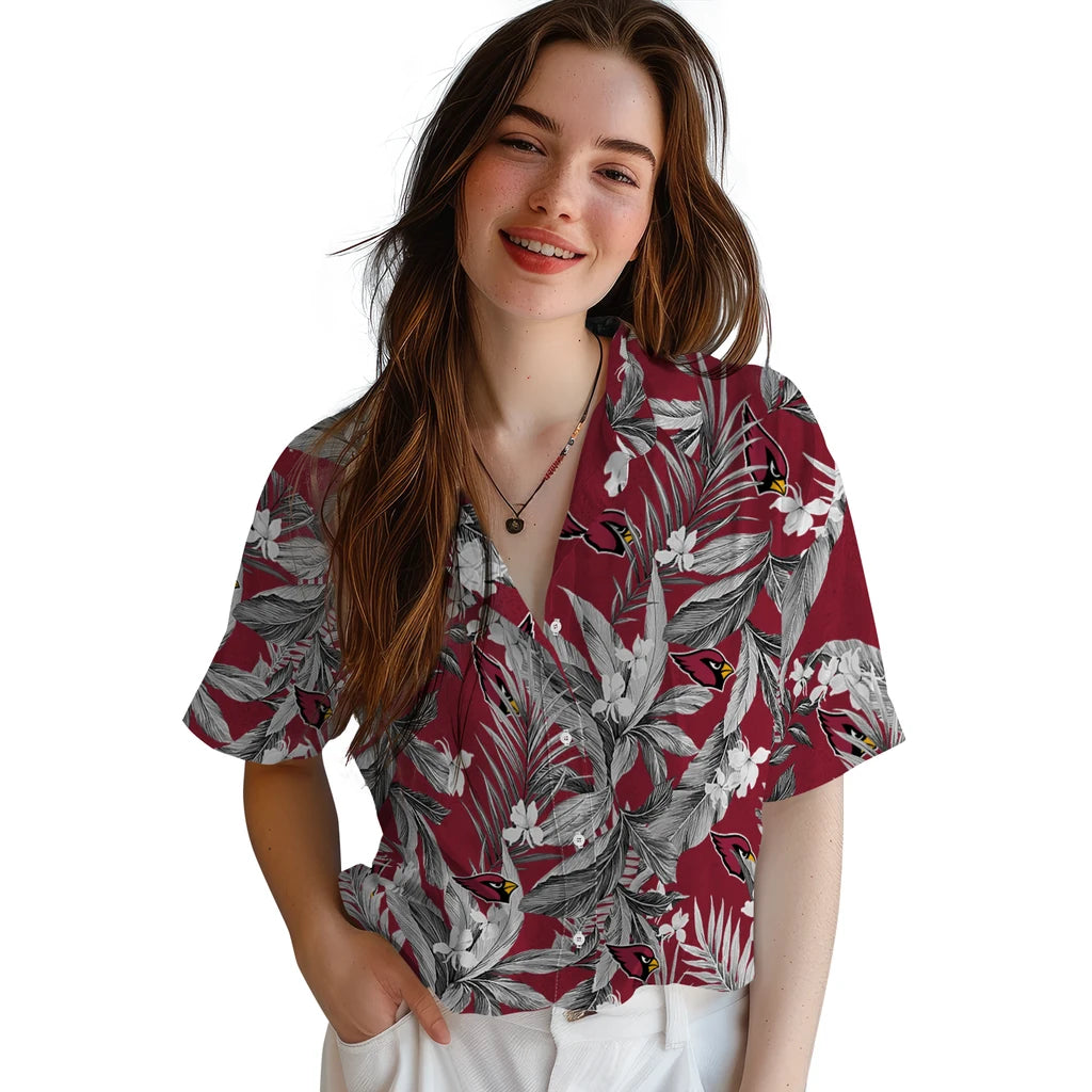 Arizona Cardinals Hawaiian Shirt - Palm Leaves | Moonbestprint