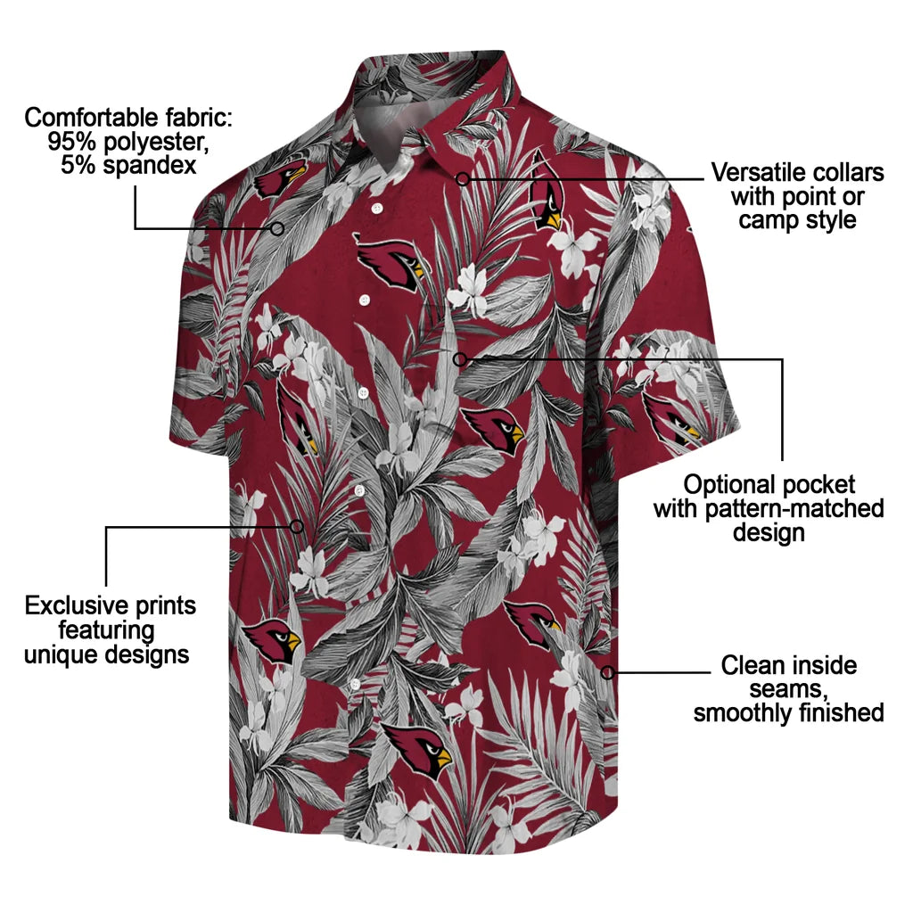 Arizona Cardinals Hawaiian Shirt - Palm Leaves | Moonbestprint