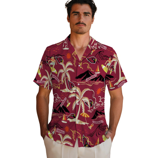 Arizona Cardinals Hawaiian Shirt - Palm Tree Island | Moonbestprint