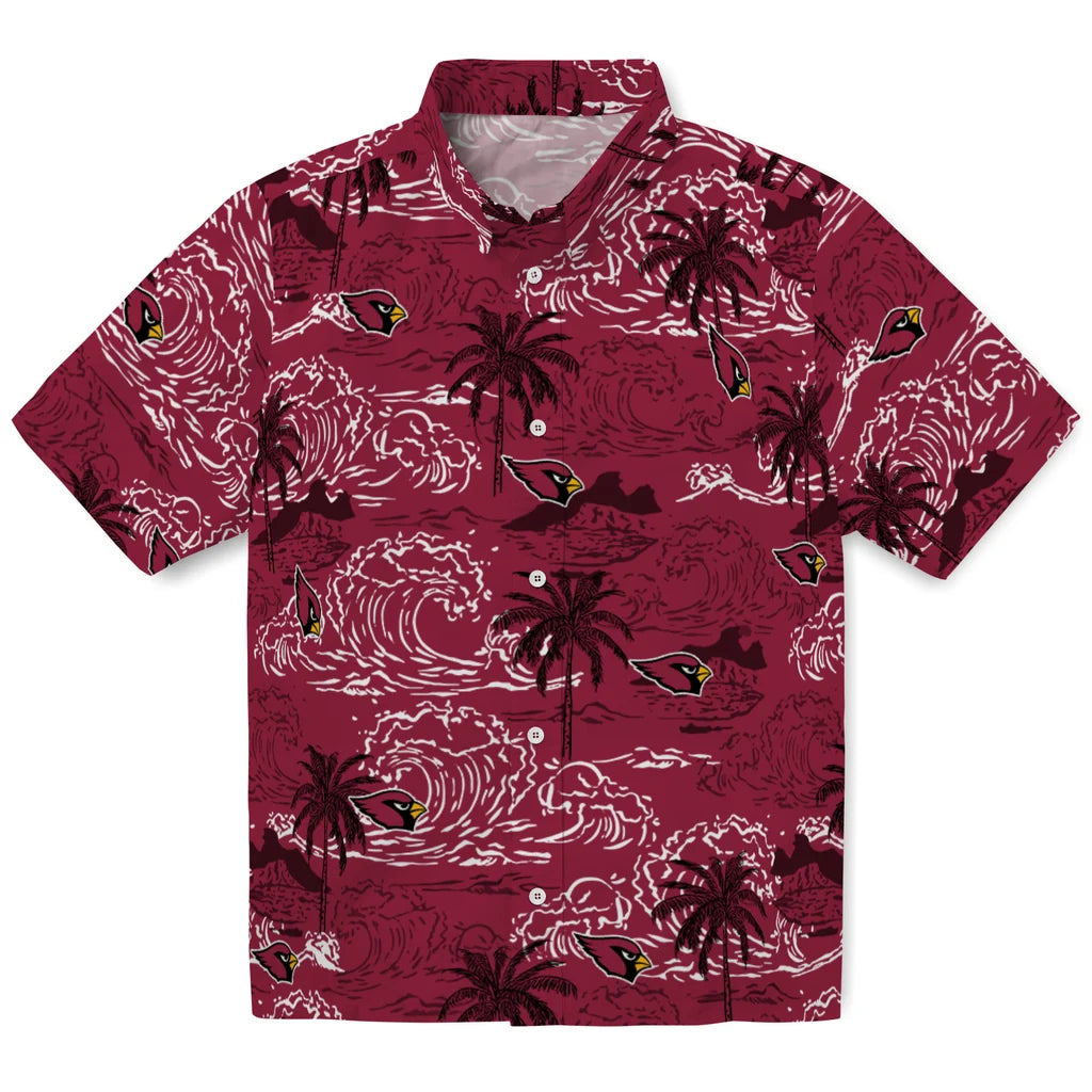 Arizona Cardinals Hawaiian Shirt - Wave Palm | Moonbestprint