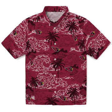 Arizona Cardinals Hawaiian Shirt - Wave Palm | Moonbestprint