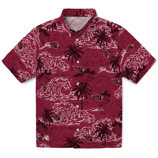 Arizona Cardinals Hawaiian Shirt - Wave Palm | Moonbestprint