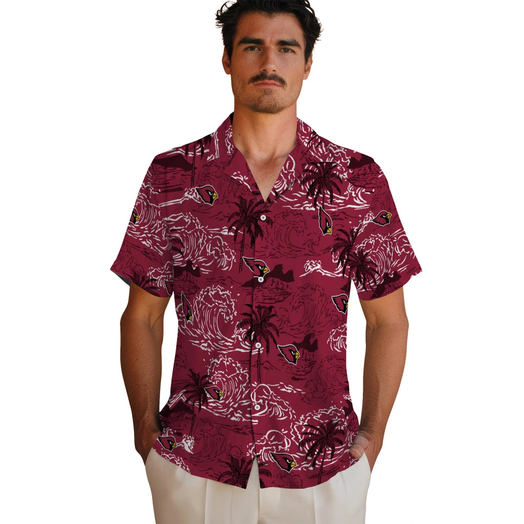 Arizona Cardinals Hawaiian Shirt - Wave Palm | Moonbestprint