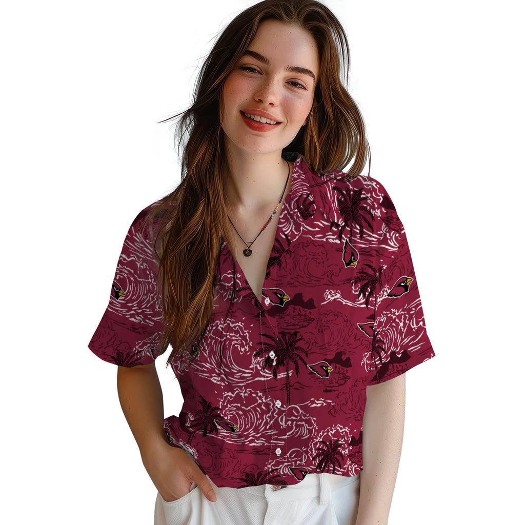 Arizona Cardinals Hawaiian Shirt - Wave Palm | Moonbestprint