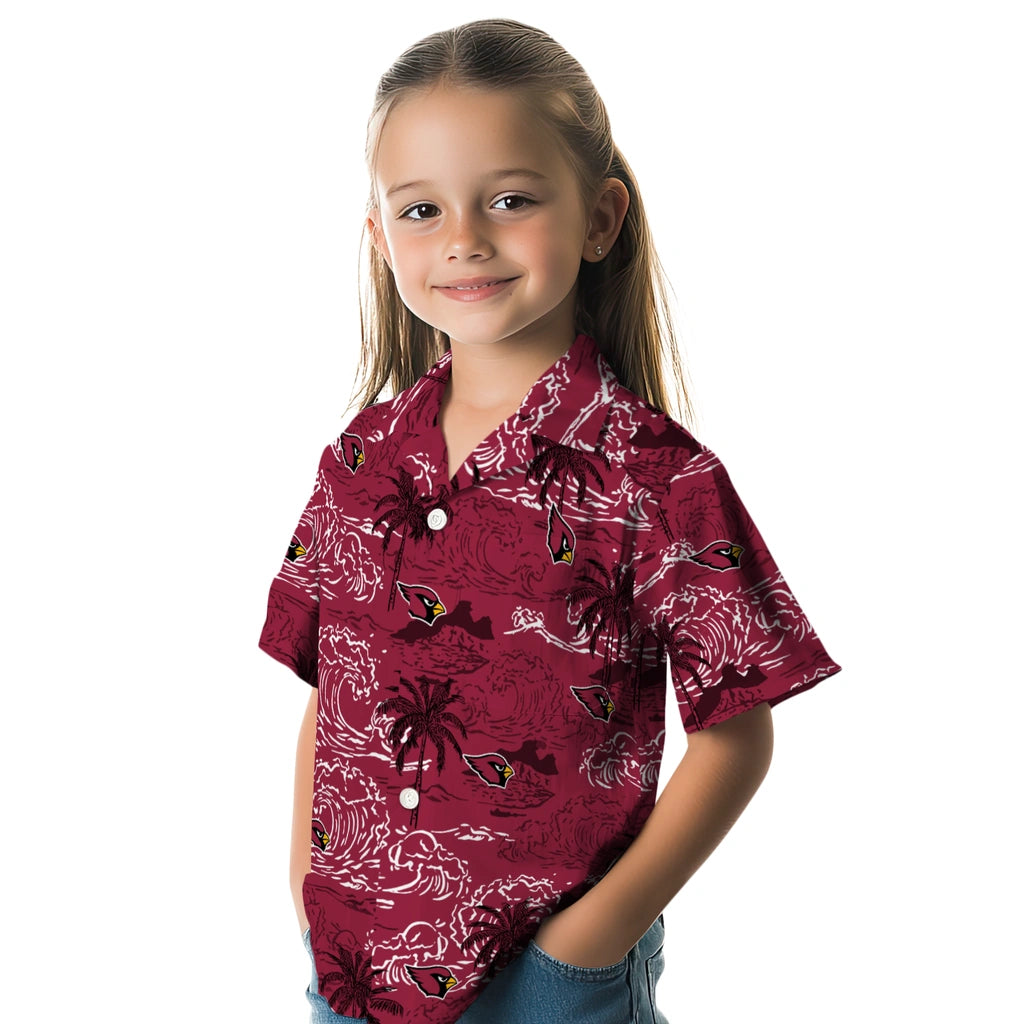Arizona Cardinals Hawaiian Shirt - Wave Palm | Moonbestprint