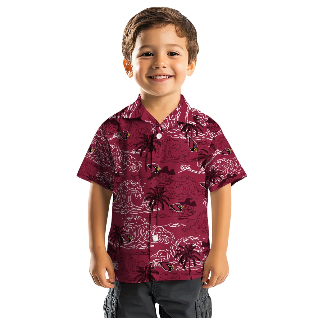Arizona Cardinals Hawaiian Shirt - Wave Palm | Moonbestprint