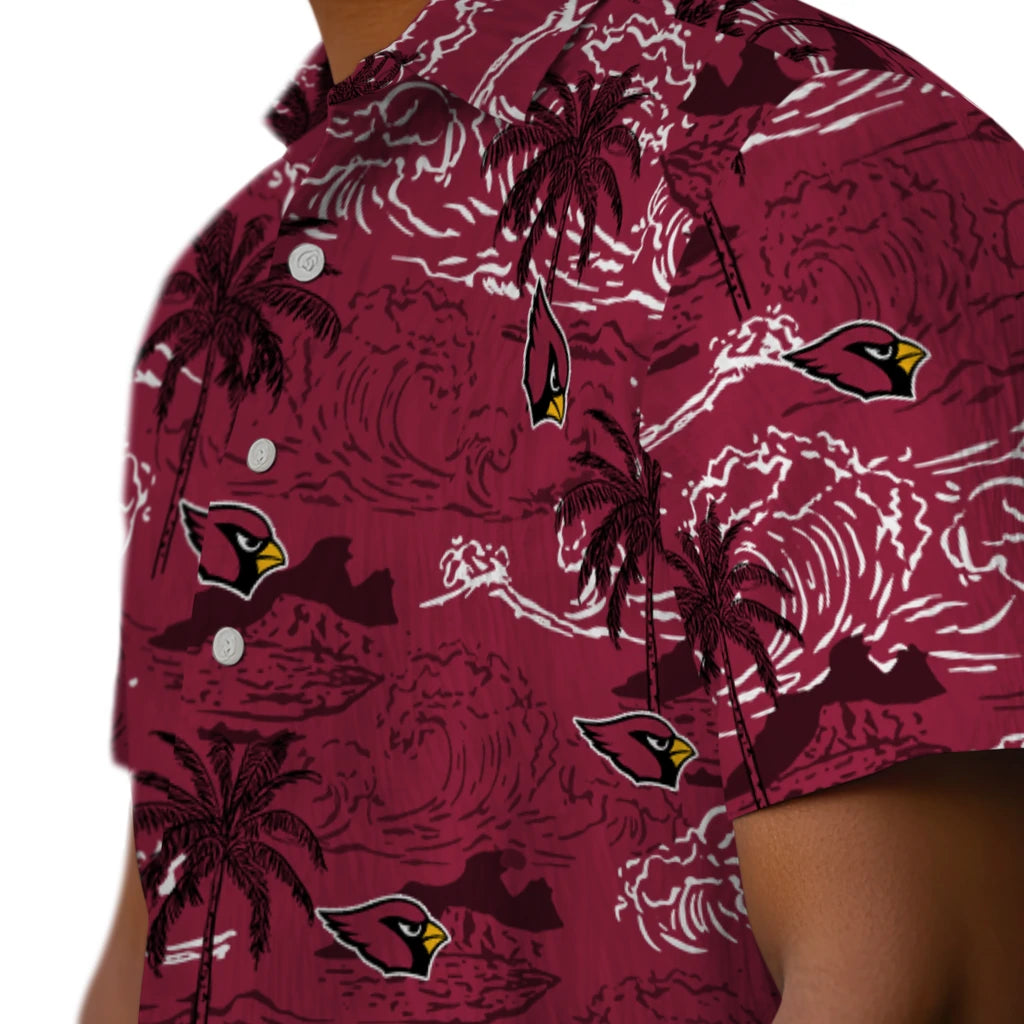 Arizona Cardinals Hawaiian Shirt - Wave Palm | Moonbestprint