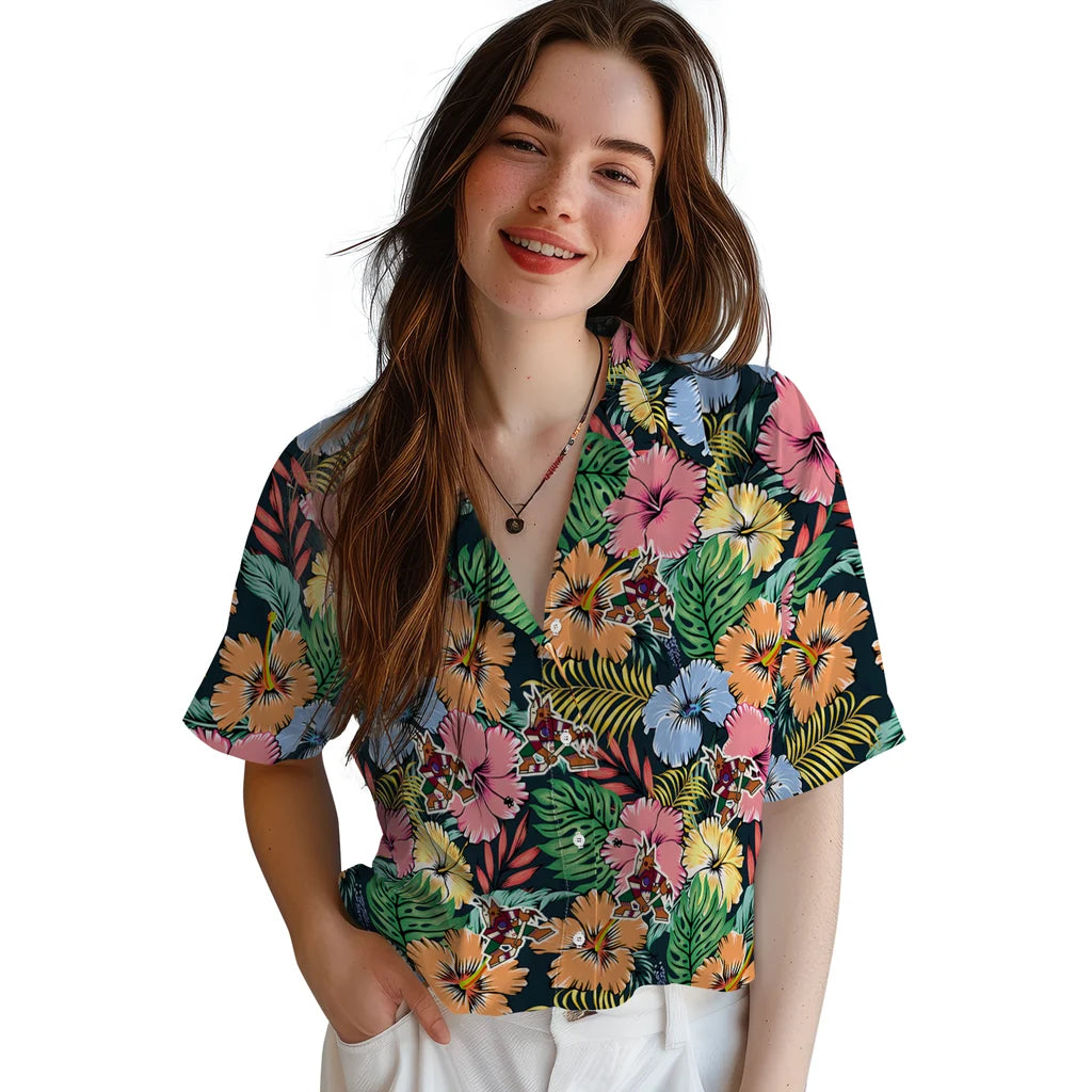 Arizona Coyotes Hawaiian Shirt - Brilliant Hibiscus Garden – Moonbestprint