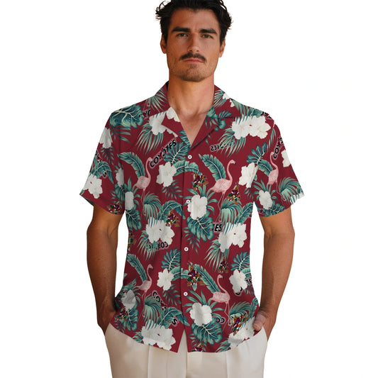 Arizona Coyotes Hawaiian Shirt - Flamingo and Hibiscus | Moonbestprint