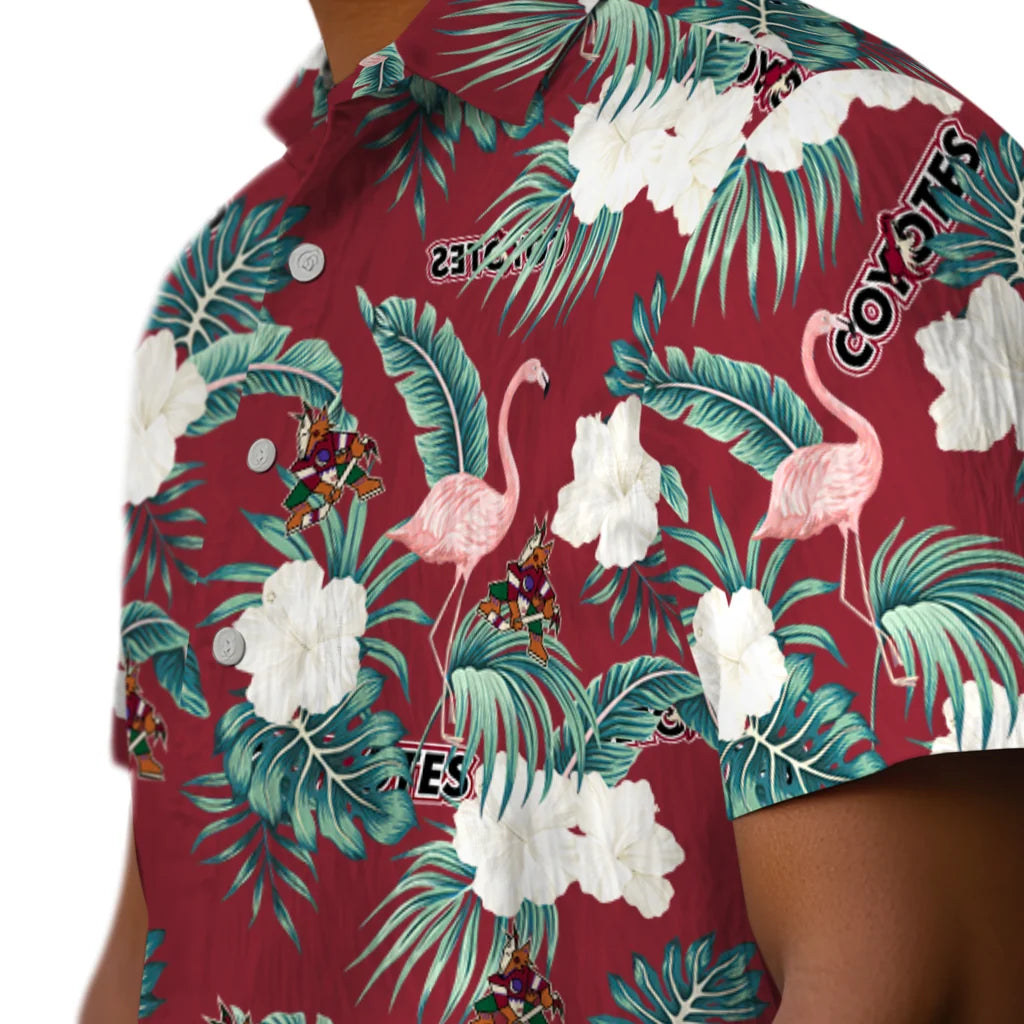 Arizona Coyotes Hawaiian Shirt - Flamingo and Hibiscus – Moonbestprint