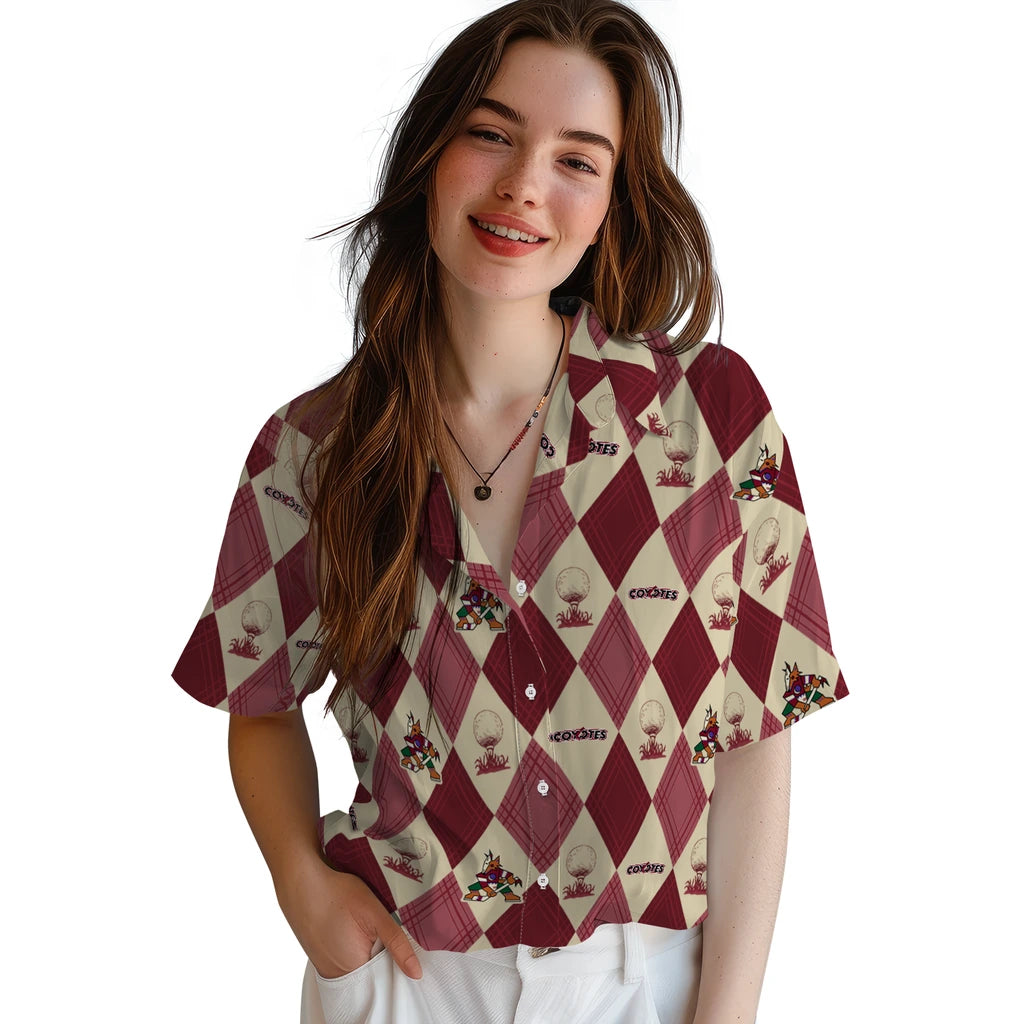 Arizona Coyotes Hawaiian Shirt - Golfing Plaid - Moonbestprint