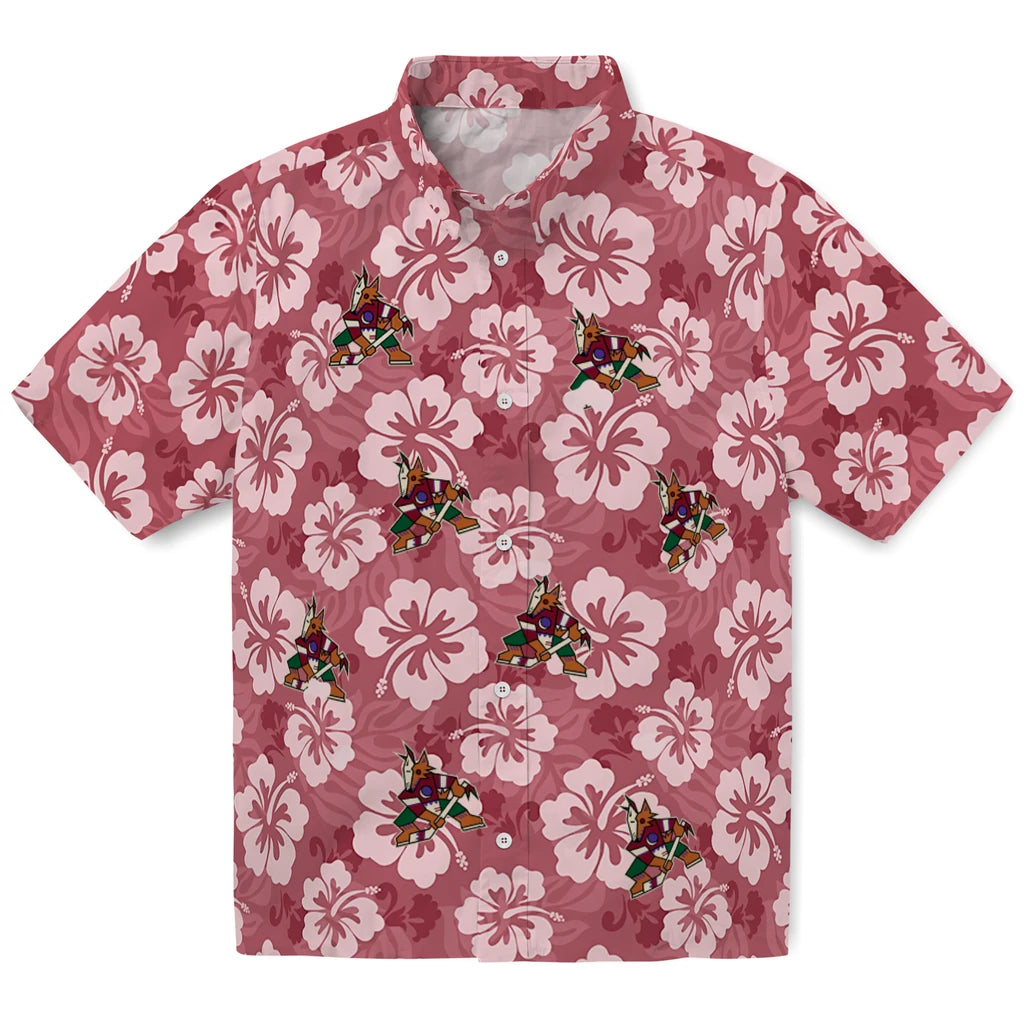 Arizona Coyotes Hawaiian Shirt - Hibiscus Cluster – Moonbestprint