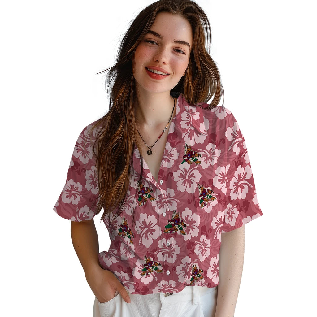 Arizona Coyotes Hawaiian Shirt - Hibiscus Cluster – Moonbestprint