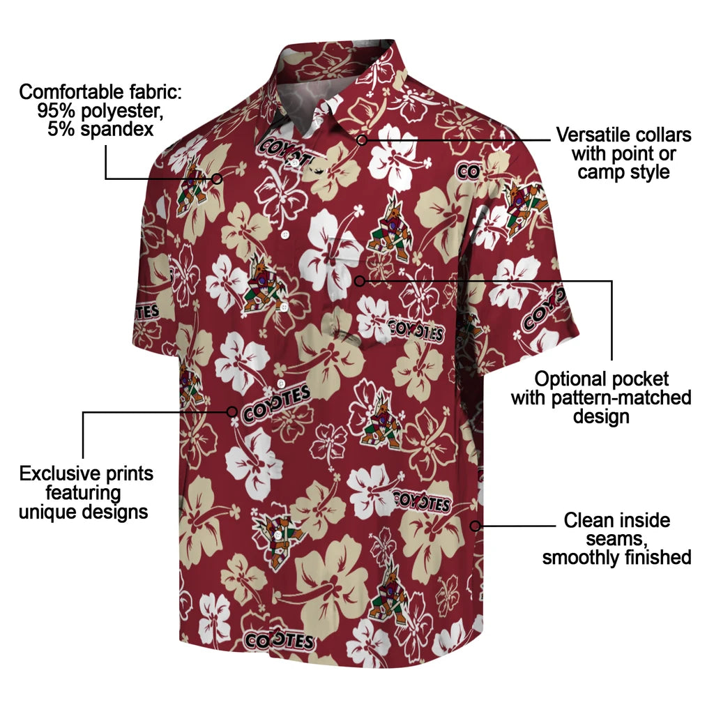 Arizona Coyotes Hawaiian Shirt - Hibiscus Flower Design – Moonbestprint