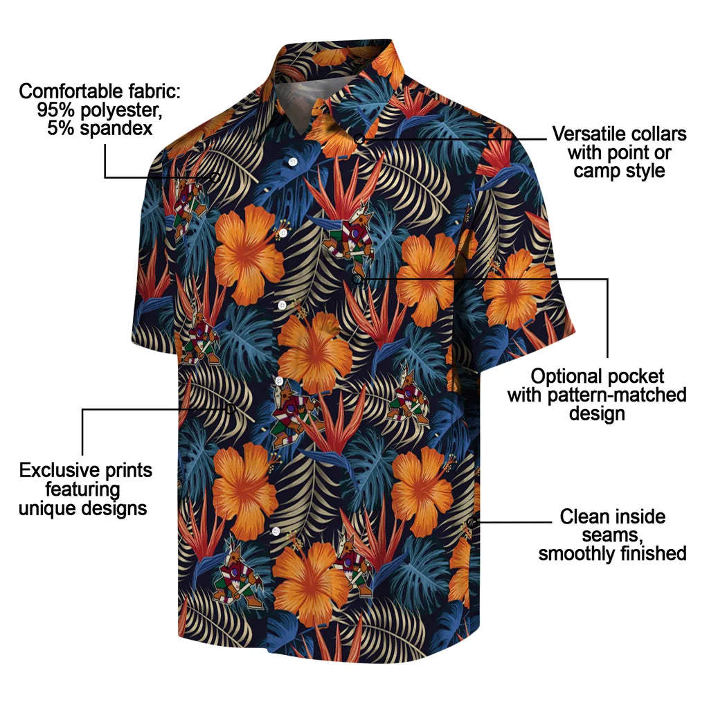 Arizona Coyotes Hawaiian Shirt - Hibiscus Foliage – Moonbestprint