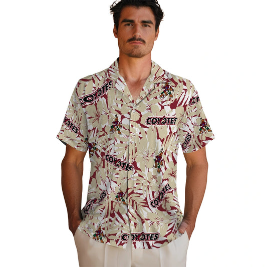 Arizona Coyotes Hawaiian Shirt - Hibiscus Overlay - Moonbestprint