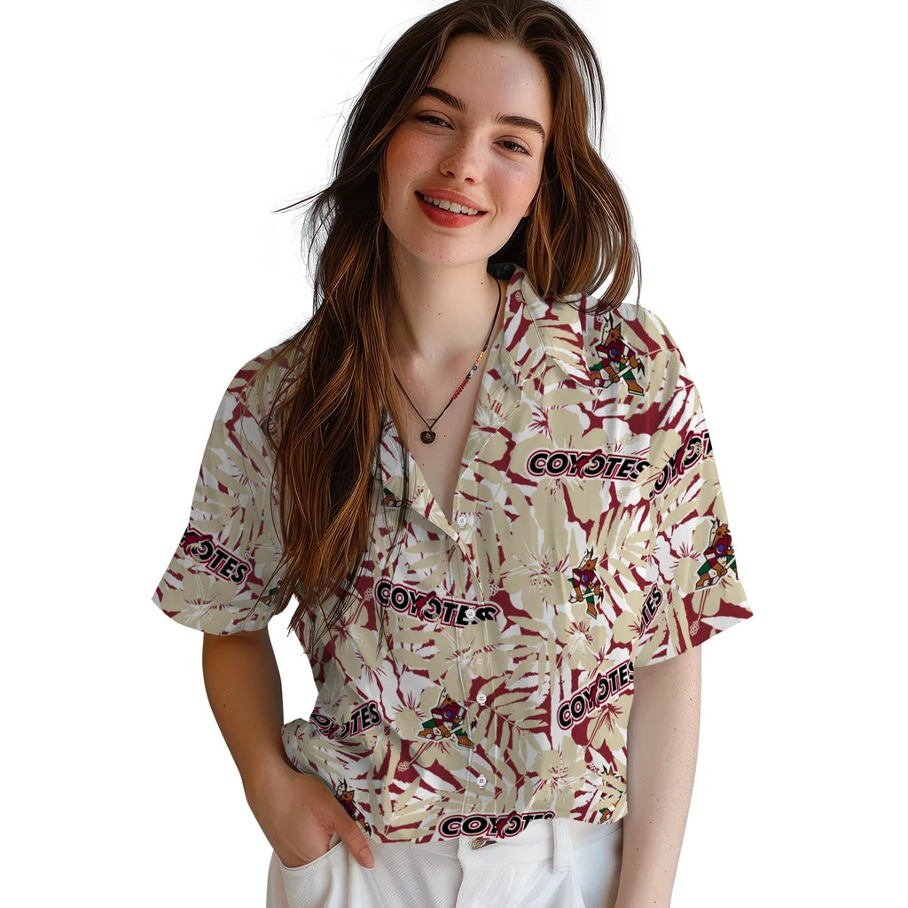 Arizona Coyotes Hawaiian Shirt - Hibiscus Overlay – Moonbestprint