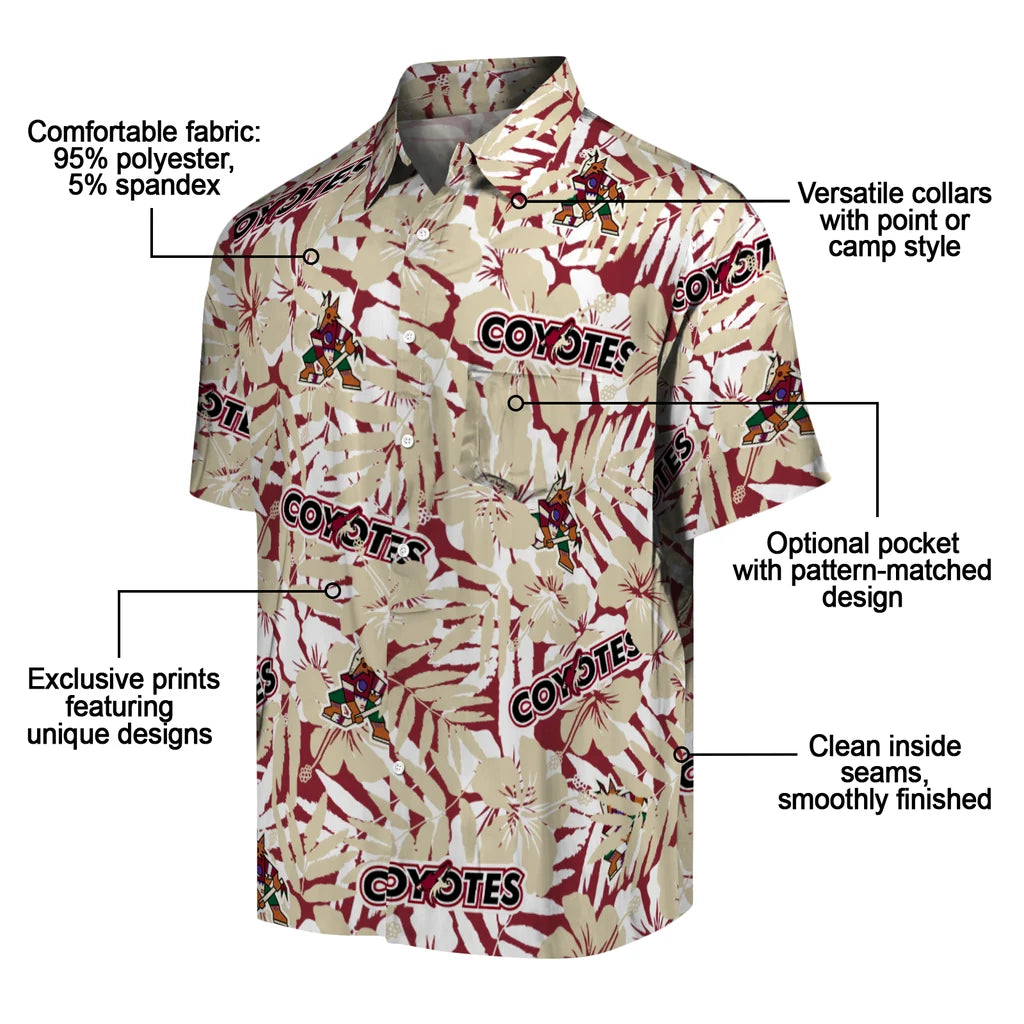 Arizona Coyotes Hawaiian Shirt - Hibiscus Overlay – Moonbestprint