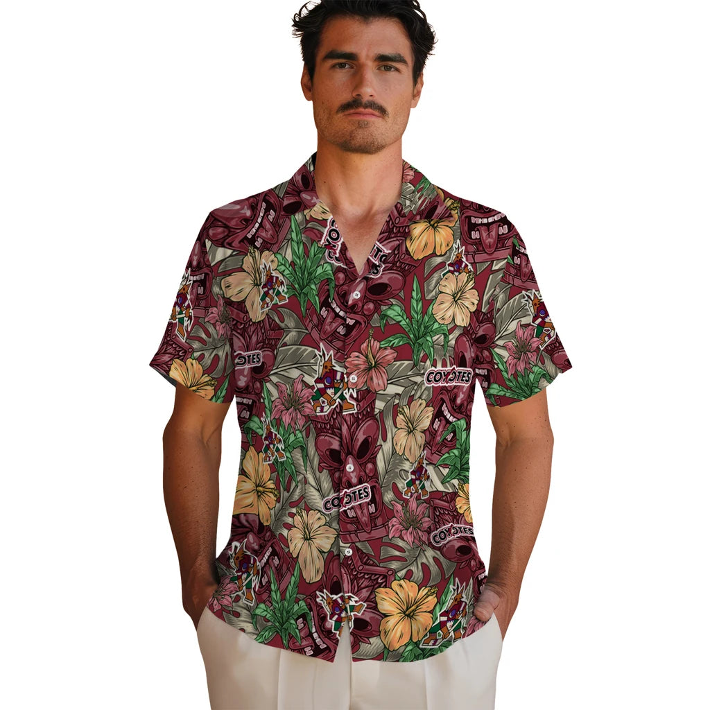Arizona Coyotes Hawaiian Shirt - Hibiscus Tiki Jungle – Moonbestprint