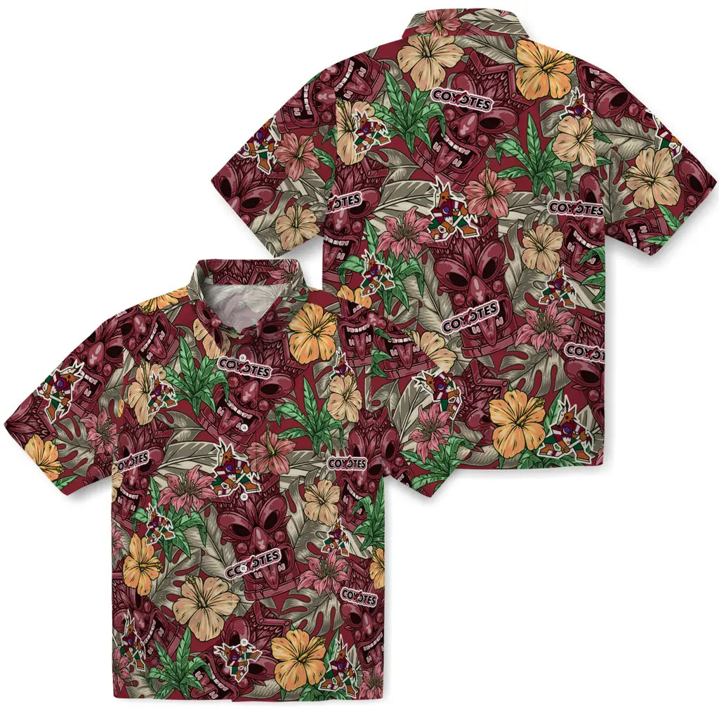 Arizona Coyotes Hawaiian Shirt - Hibiscus Tiki Jungle – Moonbestprint