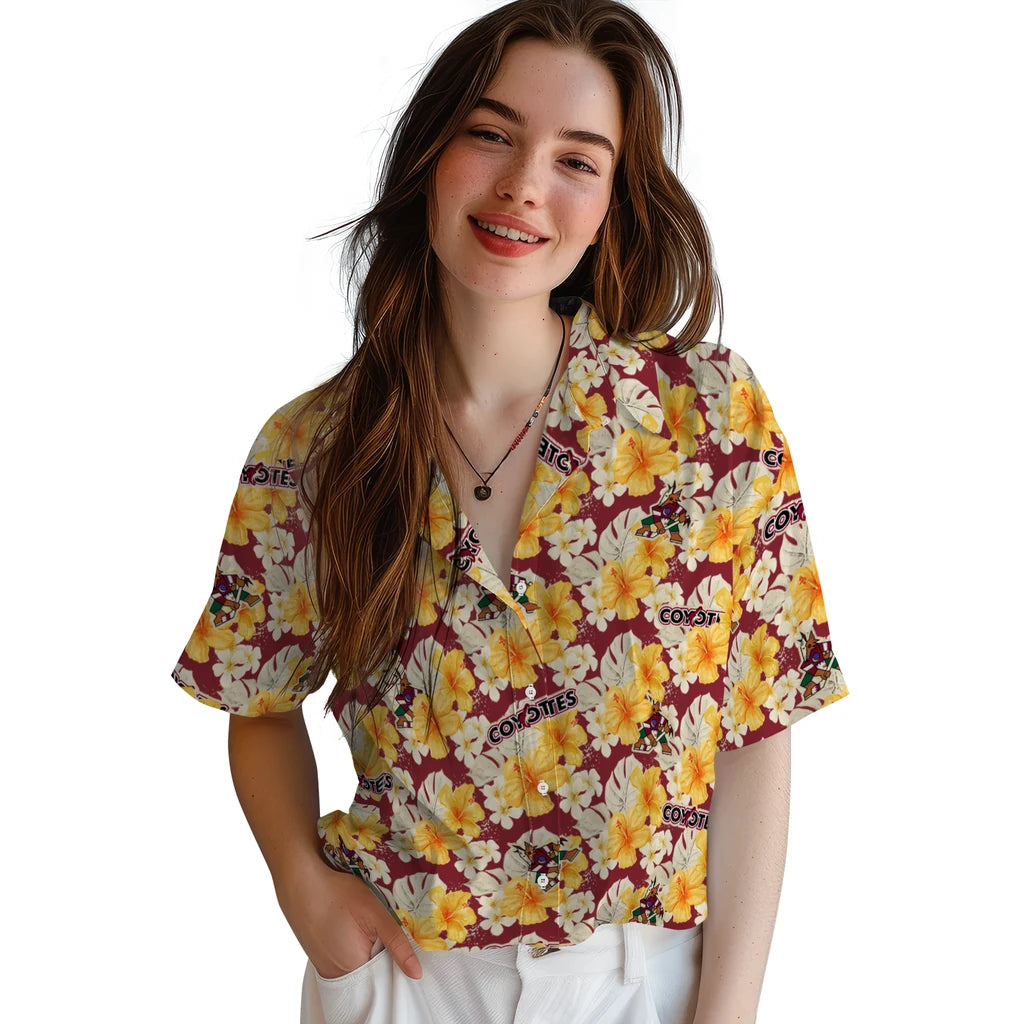 Arizona Coyotes Hawaiian Shirt - Hibiscus Tropics – Moonbestprint