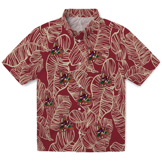 Arizona Coyotes Hawaiian Shirt - Leaf Outline - Moonbestprint