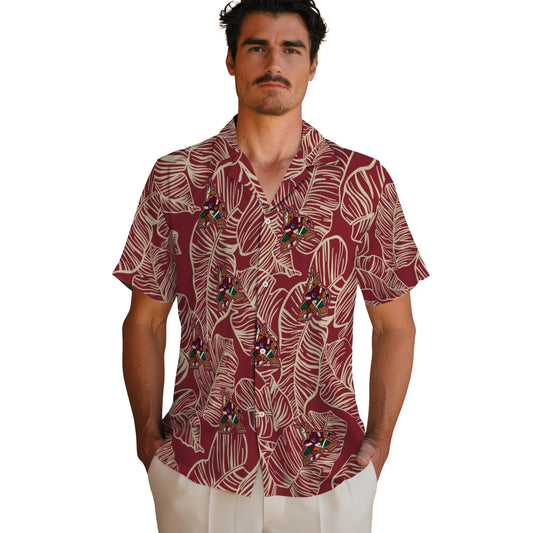 Arizona Coyotes Hawaiian Shirt - Leaf Outline - Moonbestprint