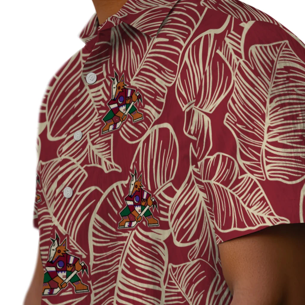 Arizona Coyotes Hawaiian Shirt - Leaf Outline – Moonbestprint