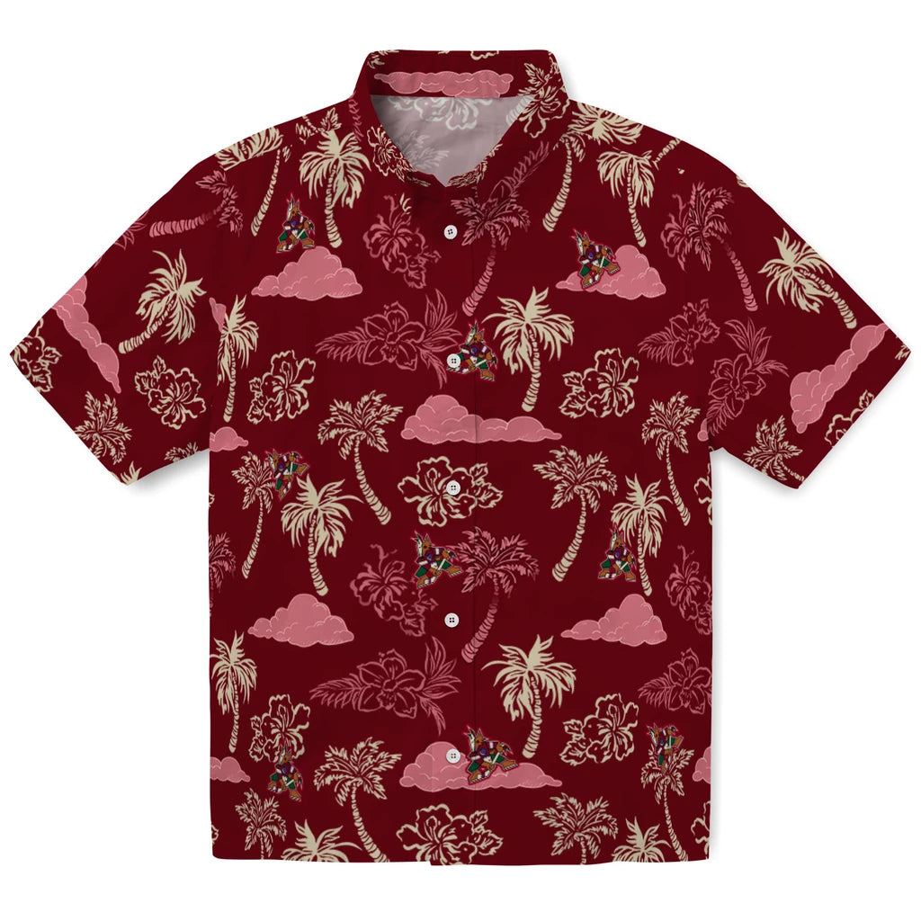 Arizona Coyotes Hawaiian Shirt - Palm And Clouds – Moonbestprint