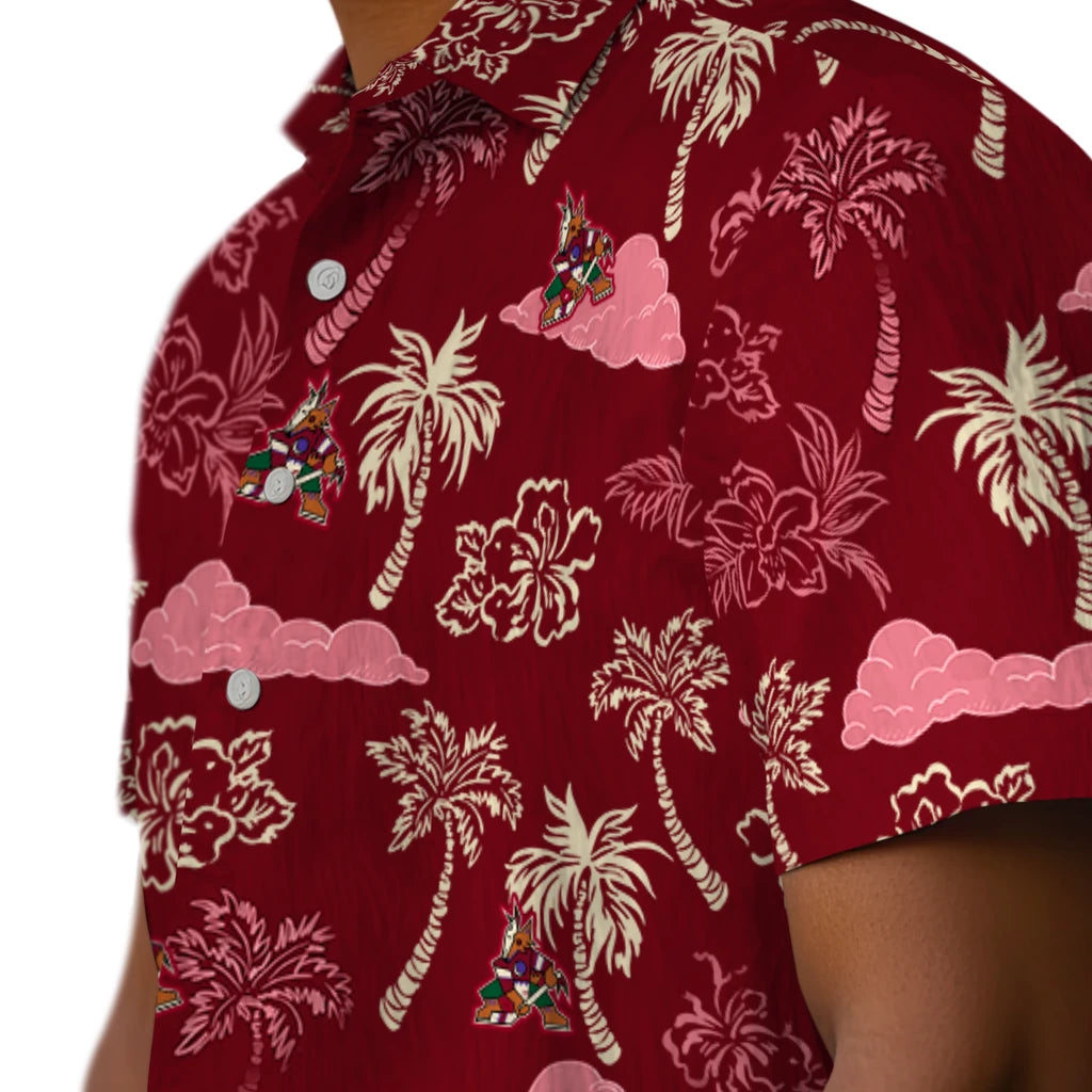 Arizona Coyotes Hawaiian Shirt - Palm And Clouds – Moonbestprint