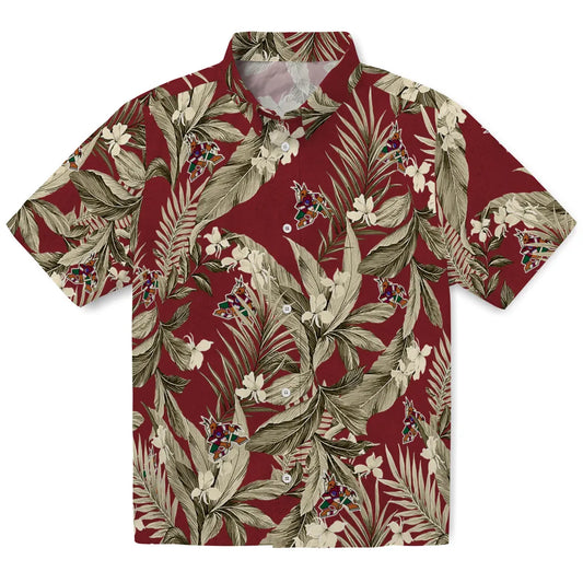 Arizona Coyotes Hawaiian Shirt - Palm Leaves | Moonbestprint