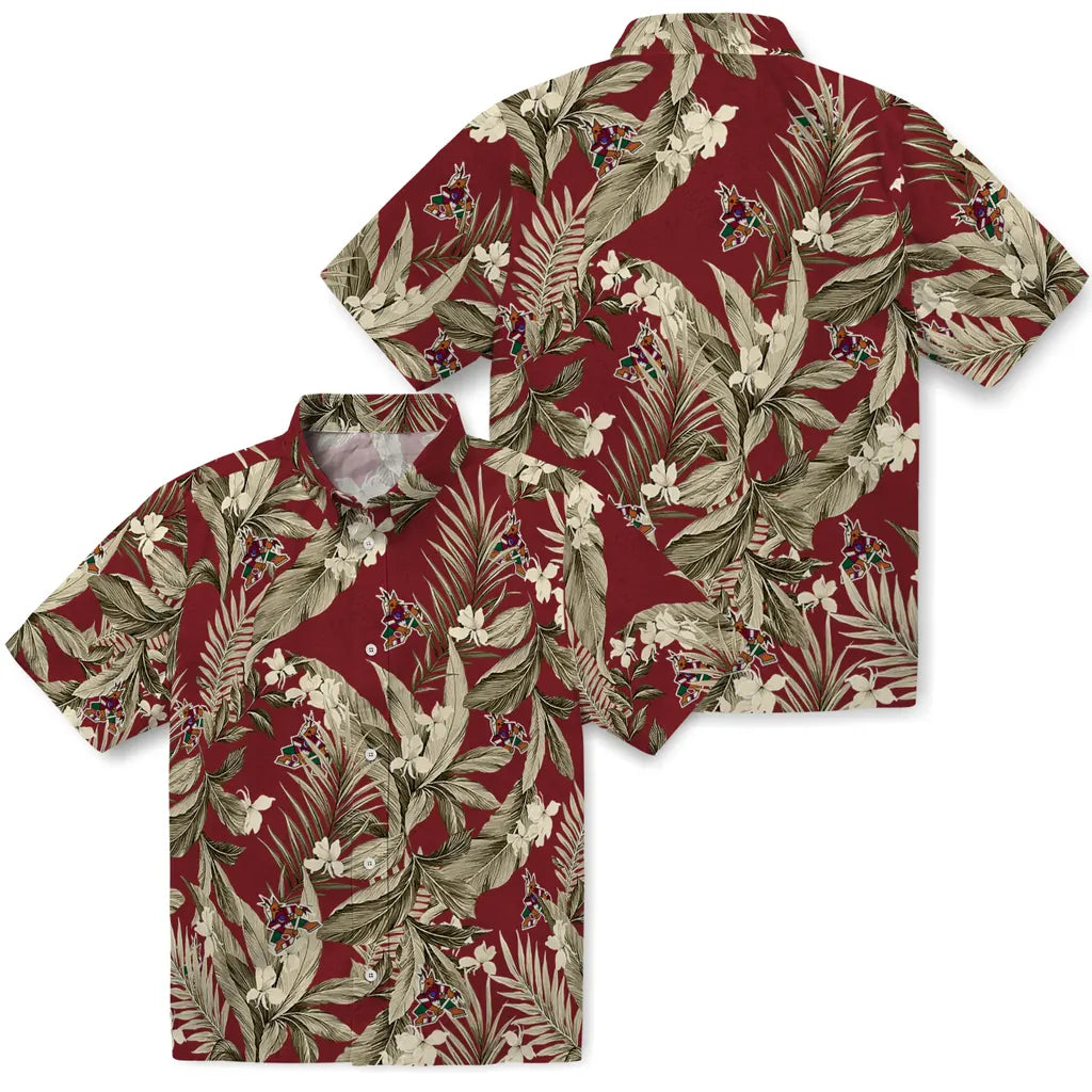 Arizona Coyotes Hawaiian Shirt - Palm Leaves – Moonbestprint
