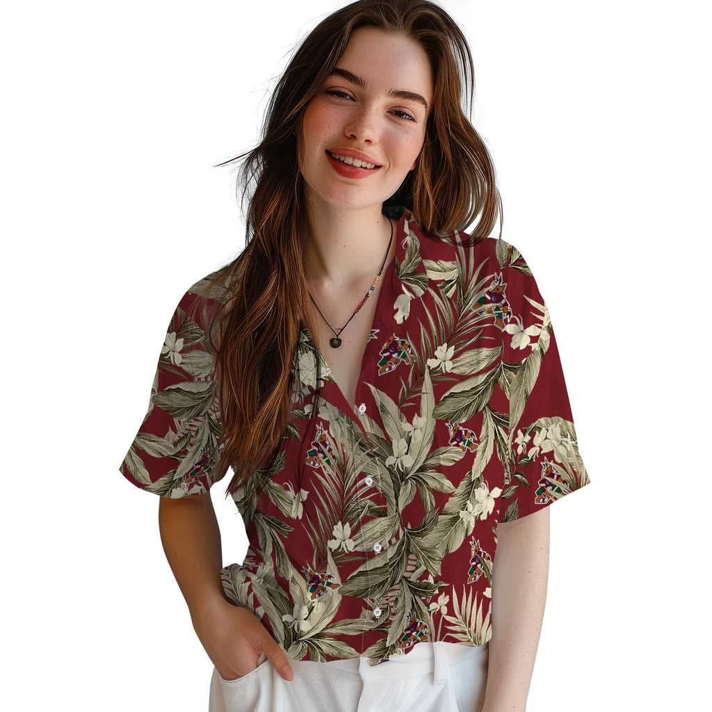 Arizona Coyotes Hawaiian Shirt - Palm Leaves – Moonbestprint