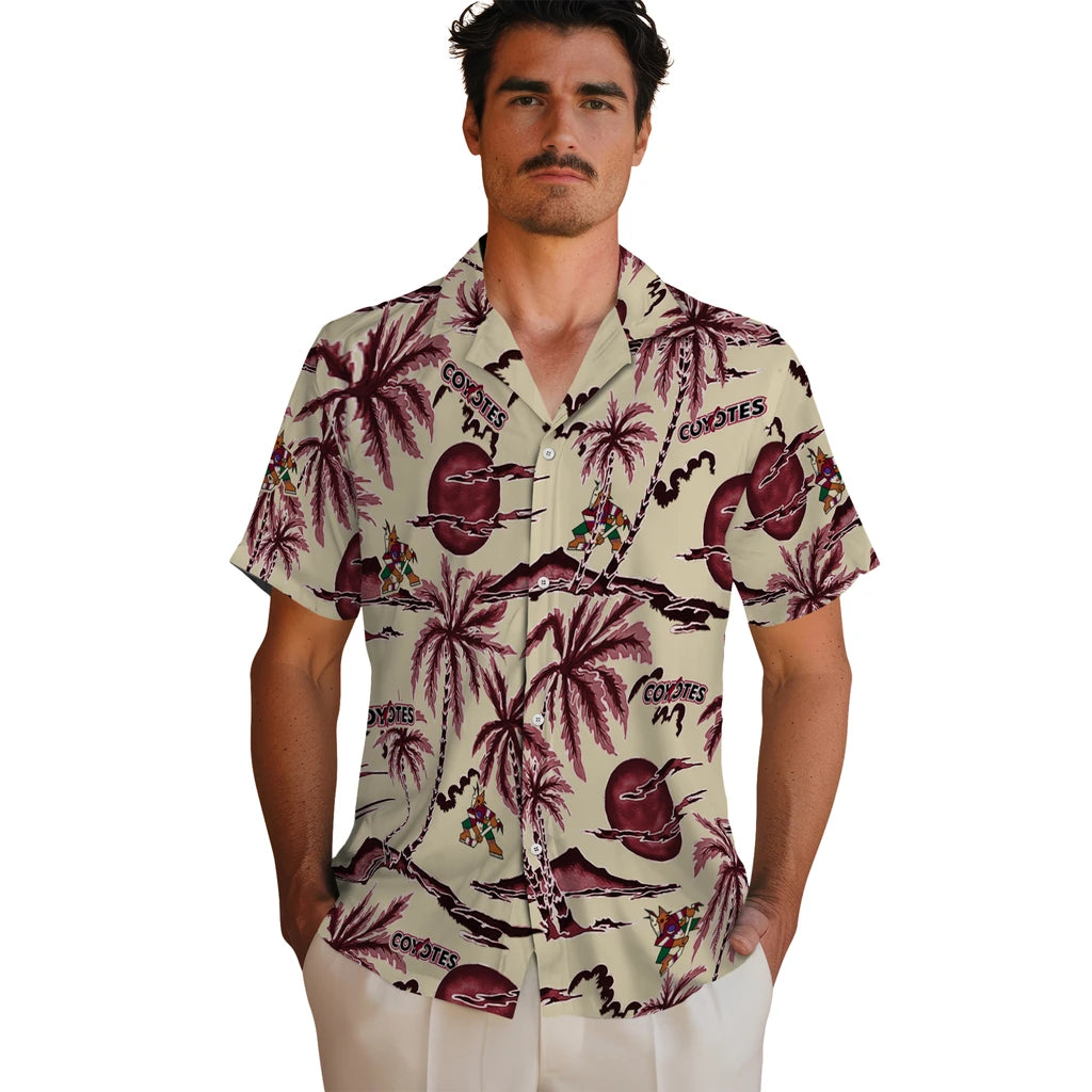 Arizona Coyotes Hawaiian Shirt - Palm Sunset - Moonbestprint