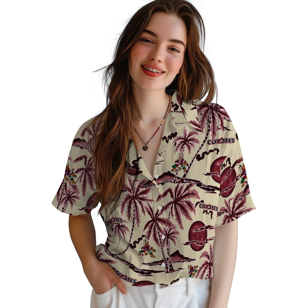 Arizona Coyotes Hawaiian Shirt - Palm Sunset - Moonbestprint