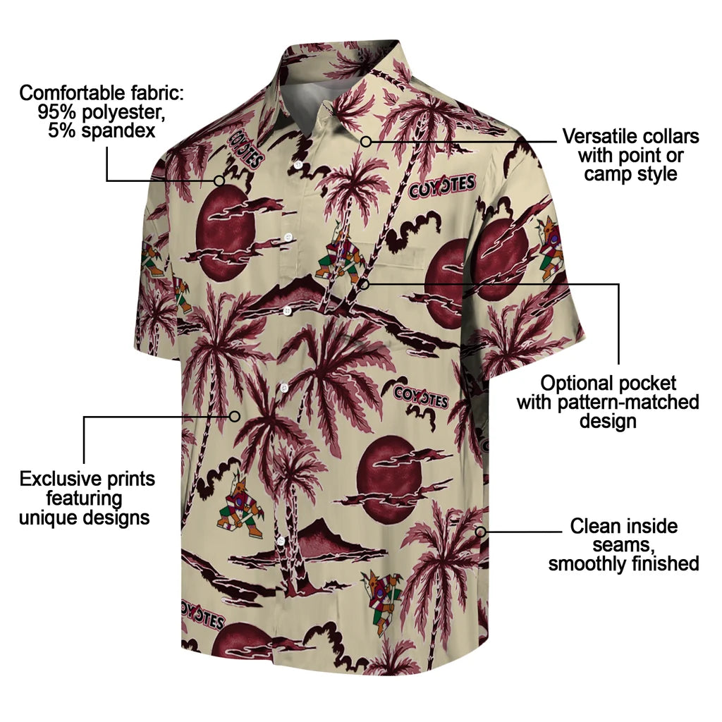 Arizona Coyotes Hawaiian Shirt - Palm Sunset - Moonbestprint