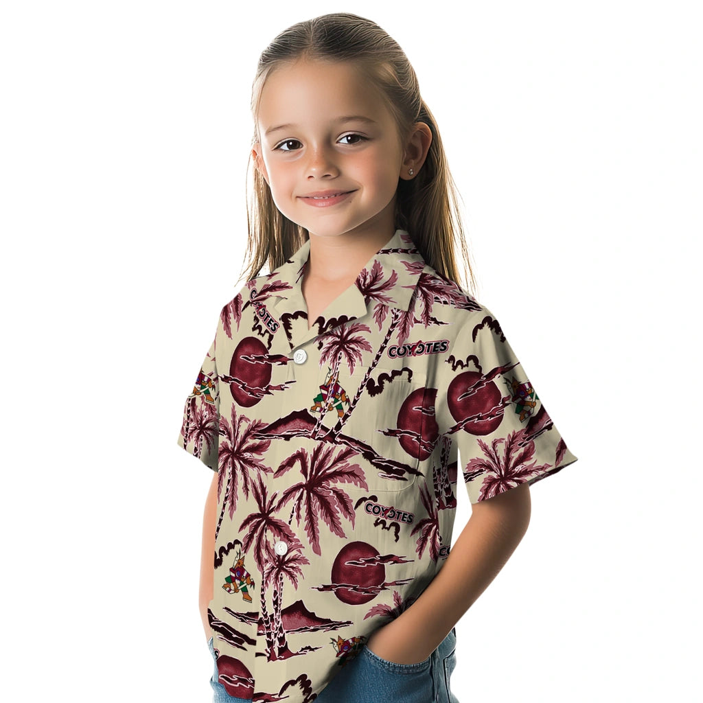 Arizona Coyotes Hawaiian Shirt - Palm Sunset - Moonbestprint