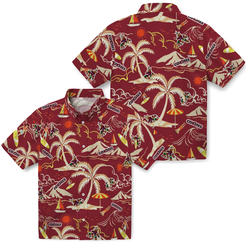 Arizona Coyotes Hawaiian Shirt - Palm Tree Island - Moonbestprint