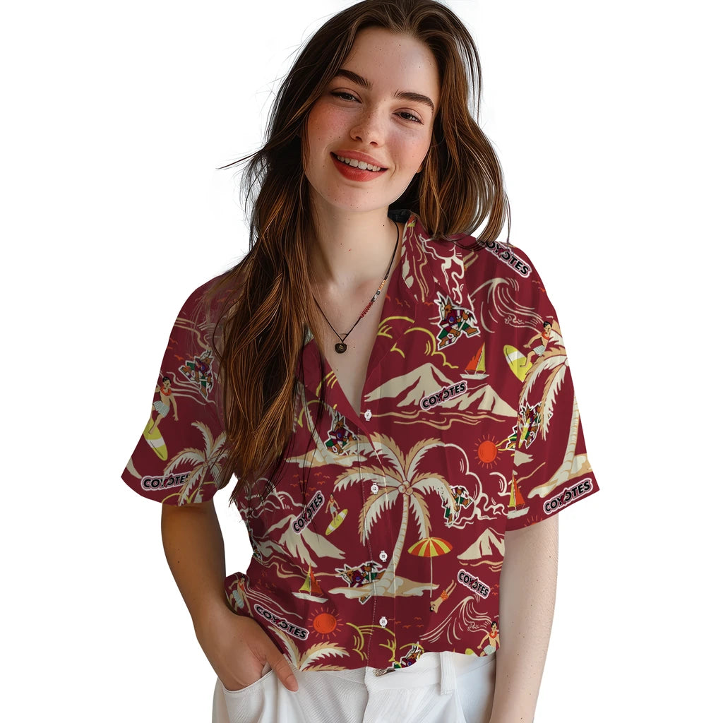 Arizona Coyotes Hawaiian Shirt - Palm Tree Island – Moonbestprint