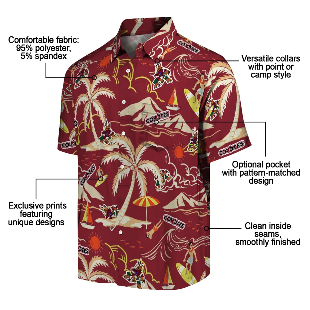 Arizona Coyotes Hawaiian Shirt - Palm Tree Island - Moonbestprint