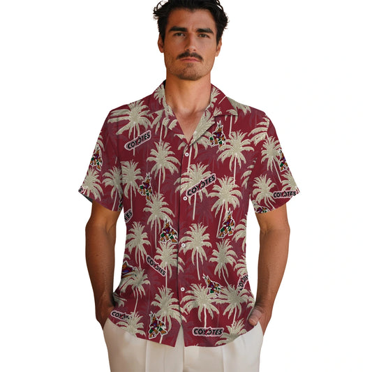 Arizona Coyotes Hawaiian Shirt - Palm Tree Motif - Moonbestprint