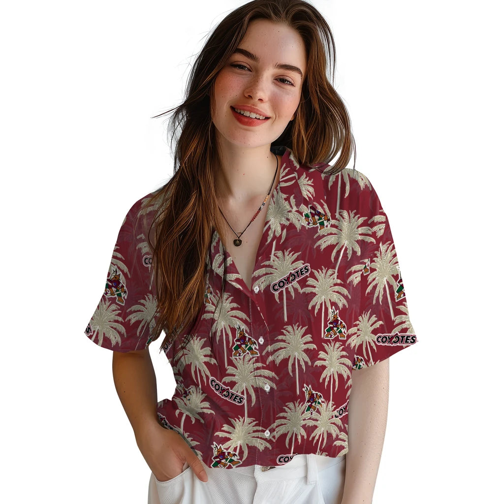 Arizona Coyotes Hawaiian Shirt - Palm Tree Motif – Moonbestprint