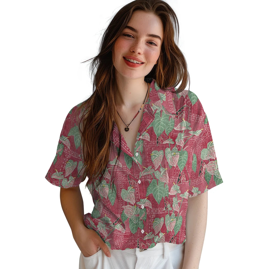 Arizona Diamondbacks Hawaiian Shirt - Anthurium Overlay | Moonbestprint