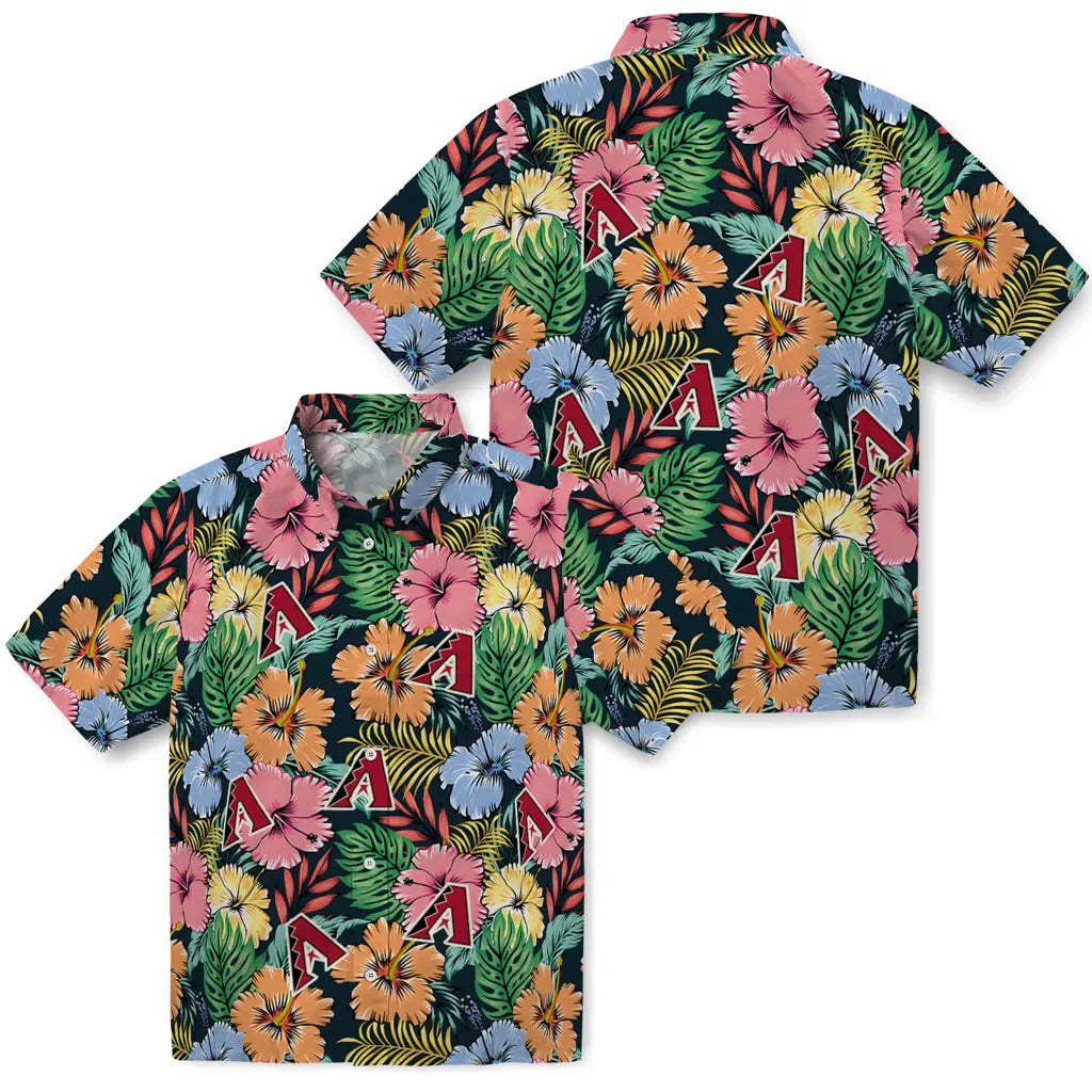 Arizona Diamondbacks Hawaiian Shirt - Brilliant Hibiscus Garden | Moonbestprint