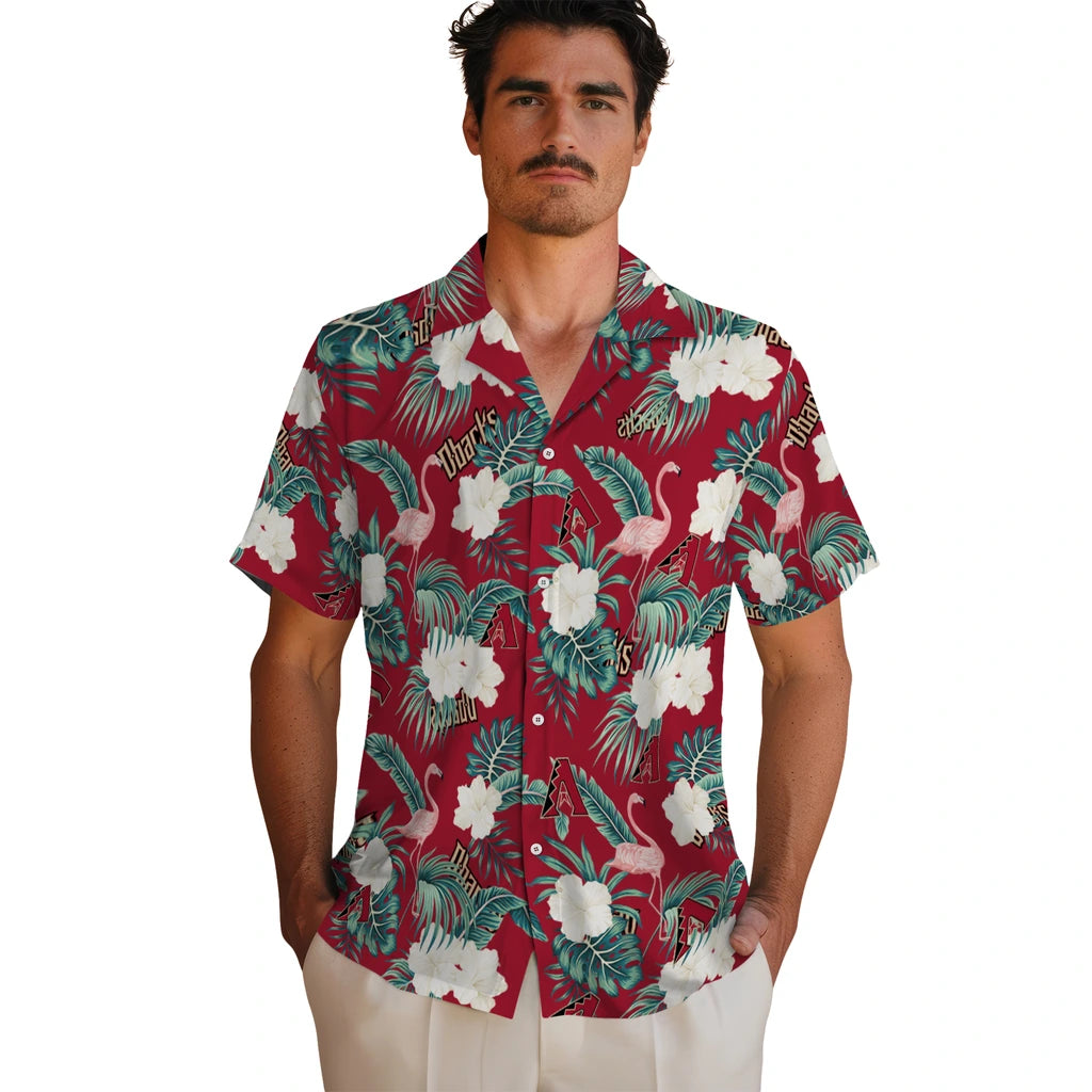 Arizona Diamondbacks Hawaiian Shirt - Flamingo and Hibiscus | Moonbestprint
