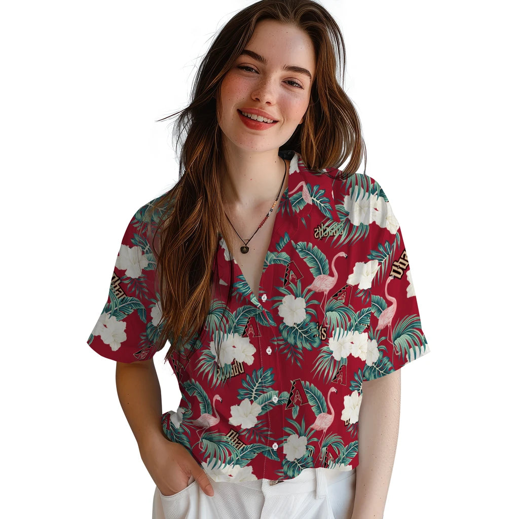 Arizona Diamondbacks Hawaiian Shirt - Flamingo and Hibiscus | Moonbestprint