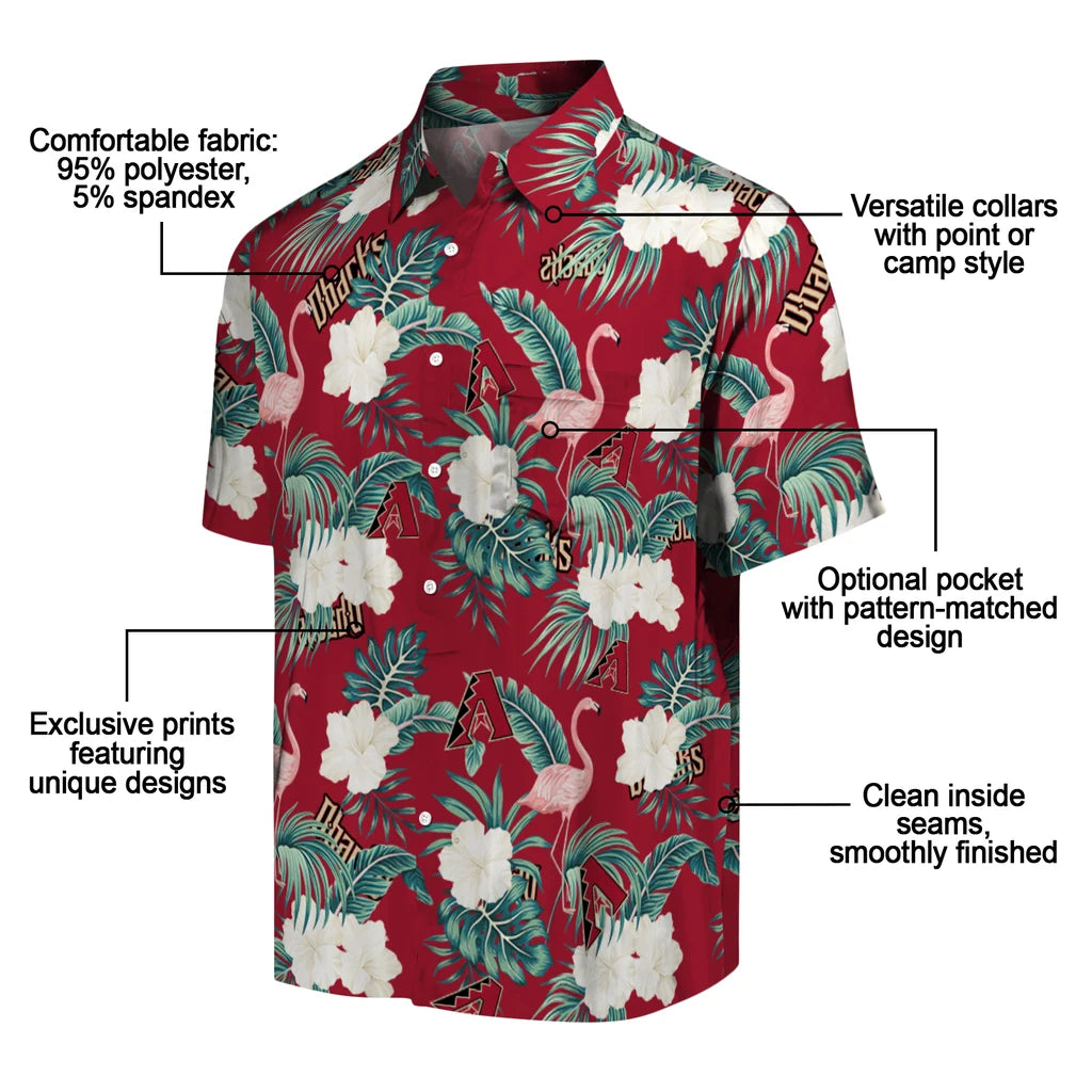 Arizona Diamondbacks Hawaiian Shirt - Flamingo and Hibiscus | Moonbestprint