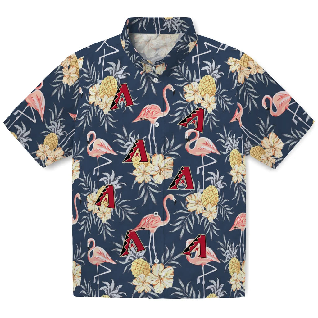 Arizona Diamondbacks Hawaiian Shirt - Flamingo Hibiscus | Moonbestprint
