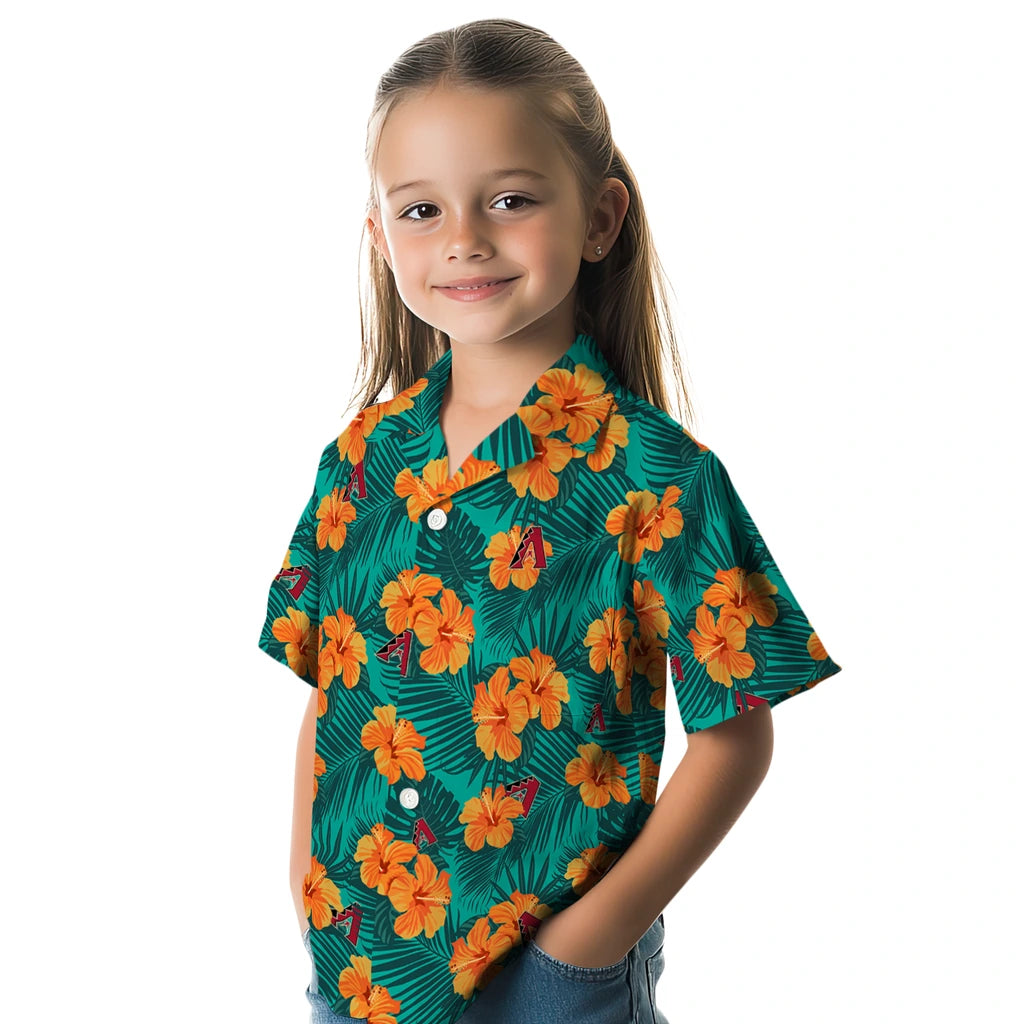 Arizona Diamondbacks Hawaiian Shirt - Hibiscus and Palm Leaves | Moonbestprint