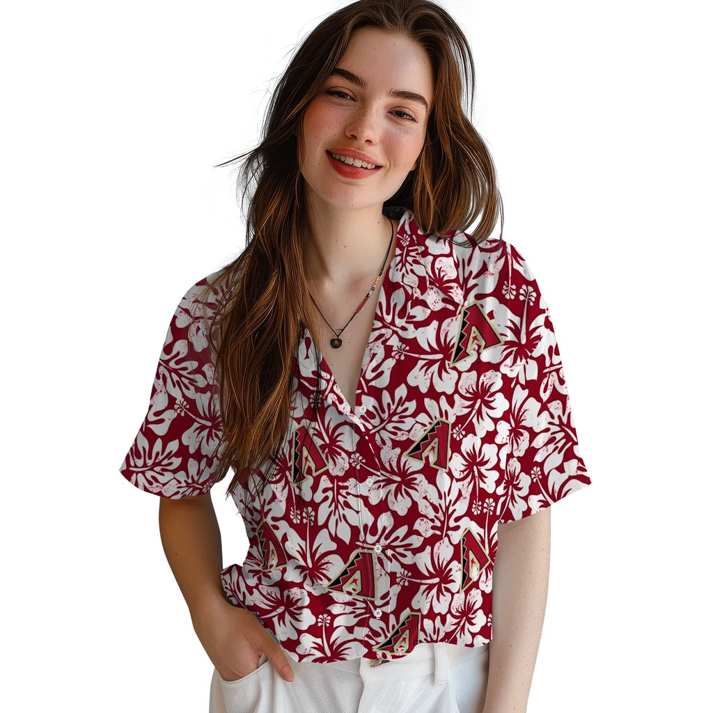 Arizona Diamondbacks Hawaiian Shirt - Hibiscus Motif | Moonbestprint